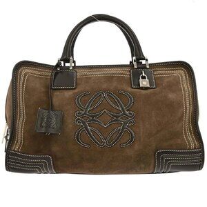 Loewe Brown Suede Amazona 36 Handbag